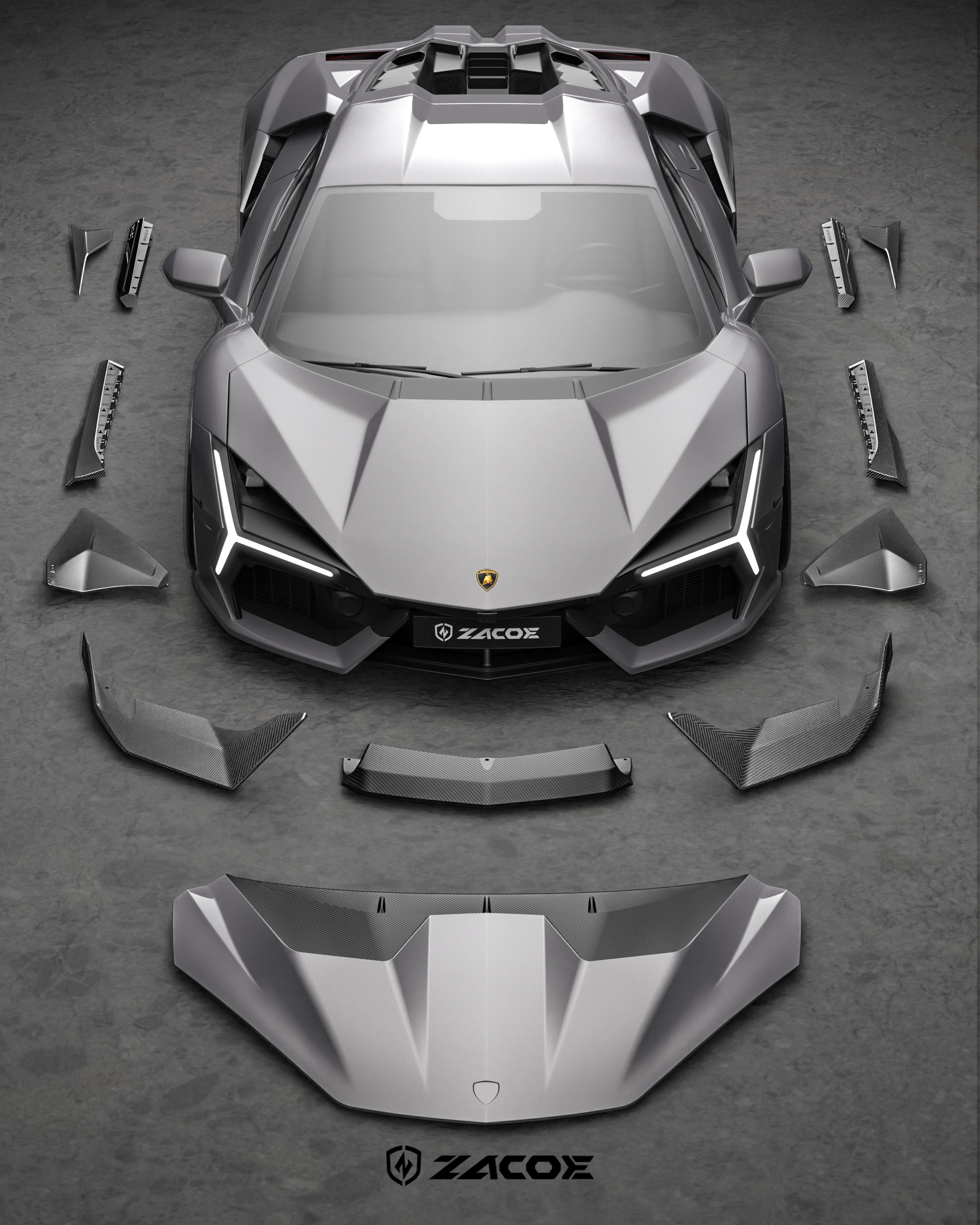 Lamborghini Revuelto Carbon Fiber Body Kit – Stealth Fighter Edition