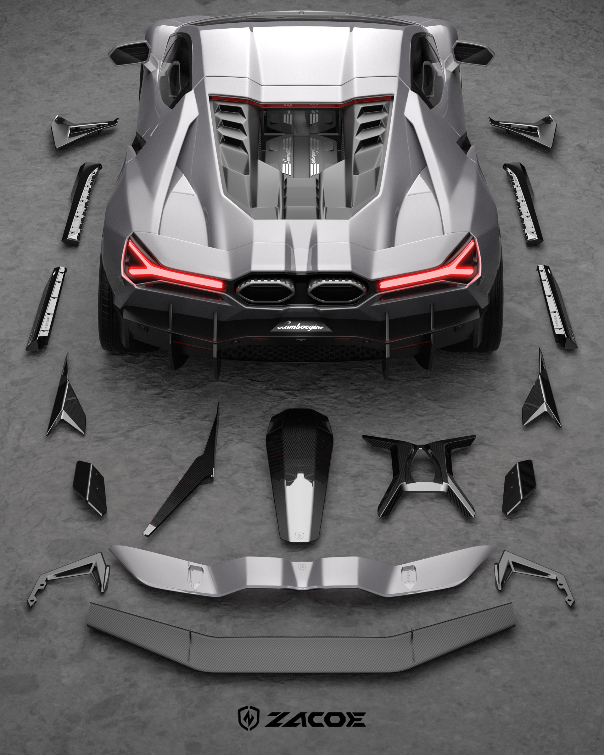 Lamborghini Revuelto Carbon Fiber Body Kit – Stealth Fighter Edition