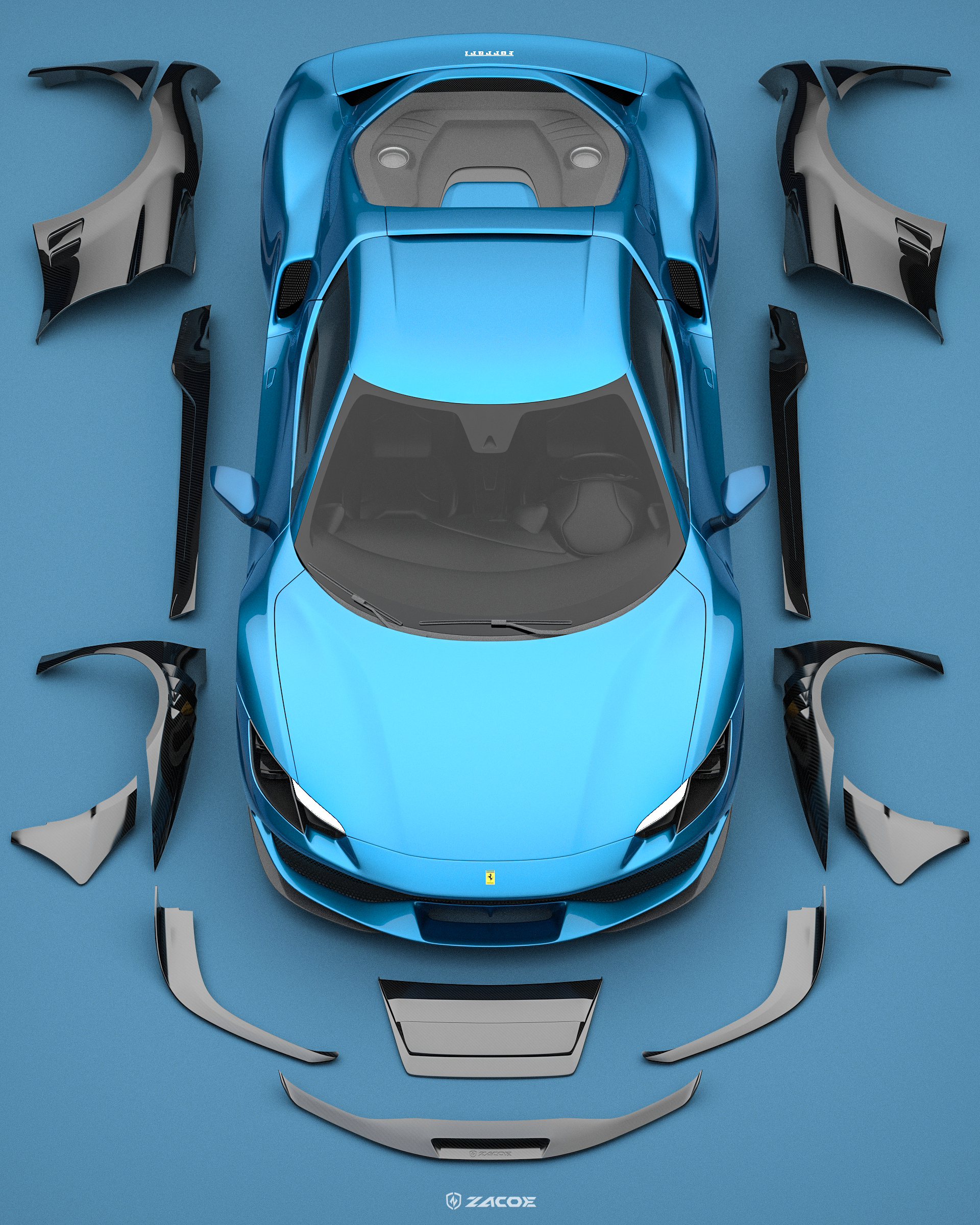 Ferrari 296 GTB “GTZ” Carbon Fiber Widebody Conversion Kit