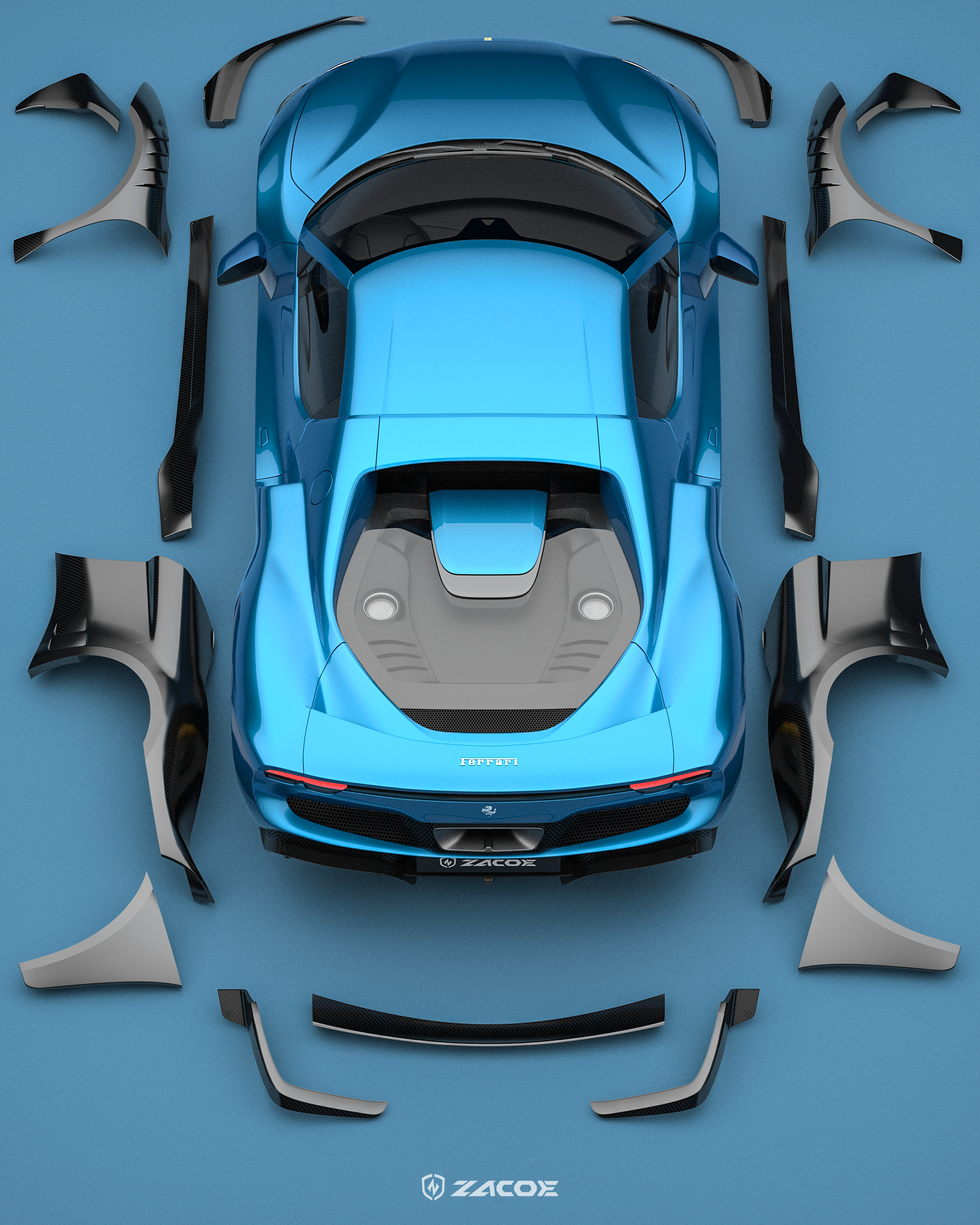 Ferrari 296 GTB “GTZ” Carbon Fiber Widebody Conversion Kit